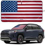 Autopect Windshield Sun Shade - American Flag Design, High-Resolution Sun Visor for Car, Truck, SUV with Mirror Cut-Out for Interior Sun Protection, Foldable Car Sun Shade (Original, Medium)