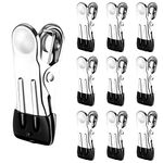 TamBee Clothes Pegs For Washing Line Pegs Stainless Steel Laundry Pegs Clothes Pins Clips Strong Metal Clothes Pegs Storm Pegs for Clothes Jeans Socks Towel Photos, Pack of 10(Black)