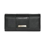 Roots Women's Vegan Leather RFID Protected Classic Clutch Trifold Wallet with 21 Card Slots and ID window, Black