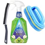 Astonish Mould & Mildew Cleaning Kit. Spray 750ml, paired with Scrub Sponge Brush & Hard Bristle Crevice Cleaning Brush for narrow gaps. For Home, Kitchen, Bathroom, Grout, Tiles, Black Mould.