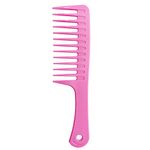 NuAngela Wide Tooth Comb, Large Handle Detangler Smooth Hair Combs For Long Oily Curly Thick Hair, Reduce Hair Loss&Damage Breakages, Salon Styling Comb For Women (Pink)