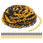 PATIKIL Plastic Chain Links, 200 Foot Safety Barrier Chain Yellow/Black for Crowd Control, Queue Line, Parking, Fence, Gate, Concert, Construction Site and Decoration