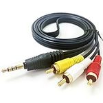 3.5mm to 3 rca AV TV Cable, MaxLLTo Audio Video Cord Lead For Panasonic Camcorder K2KC4CB00014 - 5 Feet