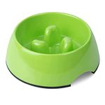 SUPER DESIGN Gobble-Stop Slow Feeder Dog Bowl Slow Eating Anti-Gulp BPA Free Melamine Bowl Fun Interactive Pet Bowl for Dogs Cats Puppies, Large, Green