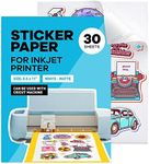 Sticker Paper for Inkjet Printer - Printable Vinyl Sticker Paper - Sticker Paper - (30 Sheets, 8.5 x 11", Matte White) - Sticker Printer Paper - Cricut Sticker Paper Printable