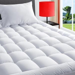 TEXARTIST Single Mattress Pad Cover Cooling Mattress Topper 400 TC Cotton Pillow Top Mattress Cover Quilted Fitted Mattress Protector with 8-21 Inch Deep Pocket