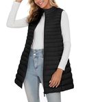 ELFJOY Long Puffer Vest Women Winter Ultra Light Long Down Vest with Stand Collar Black Womens Vests Outerwear