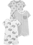 Simple Joys by Carter's Baby 3-Pack Neutral Snap-up Rompers, Whales/Stripes/Pandas, 18 Months