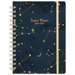 Student Planner 2024-2025 - Student Diary 2024-2025, Academic diary Week to View from August 2024- July 2025, 15.4 x 21.3 CM, Twin-wire Binding, Monthly Tabs, Back Pocket, Elastic Closure - Navy Blue