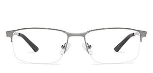 Vincent Chase By Lenskart | Gunmetal Unisex Zero Power Bluecut & Antiglare Computer Eyeglasses For Eye Protection and Strain | Stainless Steel | Half Rim Rectangular | Medium | VC E11891