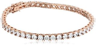 Rose Gold Plated Sterling Silver Tennis Bracelet set with Round Cut Swarovski Zirconia (16.77 cttw), 7.25"