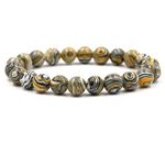 ANAZOZ Men Women Stretch Bracelet Charms 19CM,Bracelets Men Agate 10MM Beads Bracelet Men Yellow