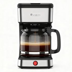 RAINBEAN 15-Cup Drip Coffee Maker,Home/Office Coffee Brewing Machine with Removable Filter,Glass Carafe and Heated Base,Black & Stainless Steel