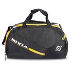 NIVIA Sports Space Polyester Gym Bag with Shoes Compartment/Unisex Gym Bags/Adjustable Shoulder Bag for Men/Duffle Gym Bags for Men/Sports and Travel Bag/Duffle Bags Travel (Black/Yellow)