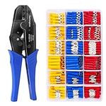 Insulated Wire Terminal Crimping Tool Kit, 0.5-6mm² Ratchet Crimping Plier, Cable Lug Pliers Electrician Crimping Tool Set with 700 Insulated Butt Bullet Spade Ring Crimp Connectors