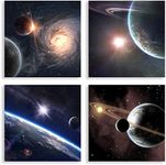 Satellite View Canvas Set,Outer Space Stars Print Creative Galaxy Wall Art Decor for Bedroom, Modern Home Decor Universe Artwork Wall Print Planetary Wall Decor Astronomy Abstract Art