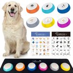 RIBOSY Dog Buttons for Communication, 6 Pcs Dog Speech Training Buzzers with Rubber Mat, 20 Seconds Recordable Buttons with 50 Training Stickers - Train Your Dog to Voice What They Want