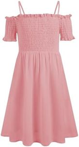 Arshiner Toddler Dress Cute Chiffon Sleeveless midi Swing Party Summer Dresses Light Pink 10-11Y