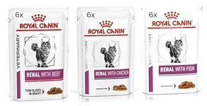 CD-Canin Renal Feline Mix of 6x Tuna 6x Chicken 6x Beef Cat Food each 85gram (Pack of 18)