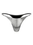 CHICTRY Women Low Rise Thong G-String Holographic Shiny Metallic Panties T-Back Rave Briefs Underwear Black&Silver L