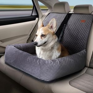 Asiento para Perros Grandes y Medianos, Asiento de Coche para Perro Extra Estable, Refuerzo de Coche para Perros, Extraíble y Lavable, Asiento para Perros de Menos de 25 Kg o 2 Perros Pequeños(Gris)