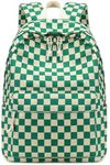 Bluboon Backpack for School Girls Backpack Cute Corduroy Bookbag Kids Backpack Laptop Backpack Gifts for Women, Corduroy Green White Checkered, Modern