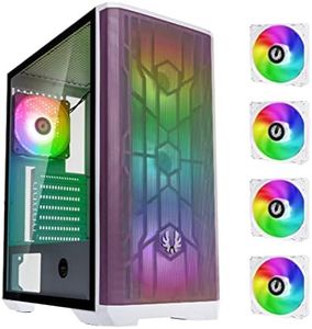 BitFenix Nova Mesh SE TG ARGB Edition High Airflow PC Gaming Case White/Purple ATX 4xARGB Fans Pre-Installed Temper Glass Aura SYNC/Mystic Light/RGB Fusion 2.0, 6+6 Controller (LED/PWM System)