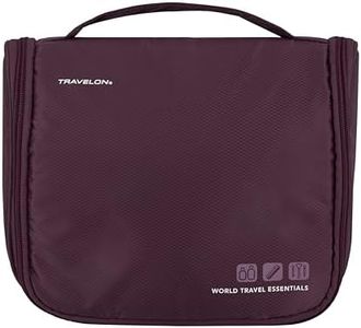 Travelon World Travel Essentials Hanging Toiletry Case, BlackBerry, One Size, World Travel Essentials Hanging Toiletry Case