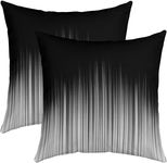 jejeloiu Geometric Abstract Ombre Throw Pillow Covers 24"x24" Set of 2 Soft Black Grey Striped Cushion Covers for Couch Sofa Modern Abstract Art Decorative Pillowcases Outdoor Pillows Covers