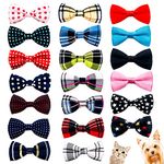 JpGdn 20pcs Dog Collar Bow Ties Puppies Cats Collar Charms Adjustable Slides for Small Medium Puppy Doggies Animals Birthday Party Festival Costume Grooming Accessories