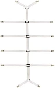 Auivguiv Bed Sheet Straps Adjustable Crisscross Sheet Clips Suspenders to Keep Your Bed Tidy (White)