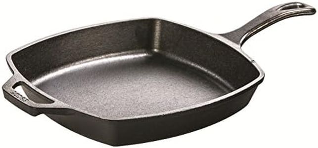 Lodge L8SQ3 10.5 Inch Square Cast Iron Skillet with Helper Handle, Black