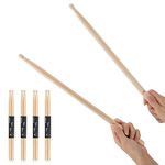 4 Pairs Drum sticks 5A Maple Wood Tip Drumstick for Adults Kids Beginners Practice (wood)