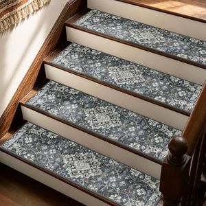 JSEI Stair Treads, 15 Pack 8" X 30", Dark Grey/White