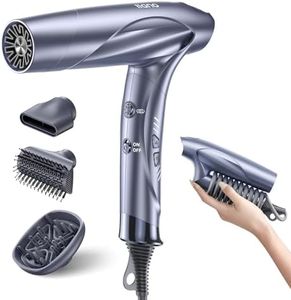 High Speed Ionic Hair Dryer with Diffuser, 1400W Brushless Motor, High RPM 22m/s Air Fast Drying Professional Salon Blow Dryer with Frizz Free, 100time/s No Heat Damage Sensor, Lightweight for Women