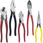 Klein Tools 80087 Dipped Plier Kit, Diagonal-Cutting, Needle-Nose, Side-Cutting High Leverage Linesman Pliers, Cutter and Crimper, 5-Piece
