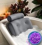 Everlasting Comfort Bath Pillow - Fast Drying Bath Cushion with Headrest Supports Head, Neck, and Back - Thick, Portable, Bathing Accessories - Bathtub Pillows for Relaxing, Loofah Included