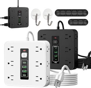 16-in-1 Power Strip with Switch & Surge Protection, Etl Listed Fireproof Power Strip, Upgraded Multifunctional 16 in One Surge Protector, 12AC +2UAB+2type-C Ports for Home, Office (Both-2PCS)