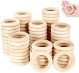 100 Pieces Wooden Rings, Natural Unfinished Circles, Wooden Craft Rings for Craft, Ring Pendant and Connectors Jewelry Making (55mm)