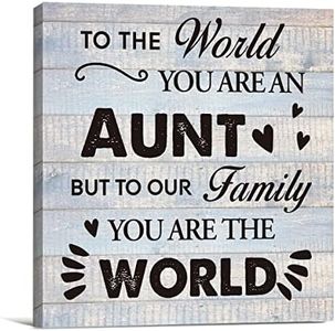 Aunt Gift Farmhouse Canvas Print Wall Art Decor to the World You are a Aunt Sign Painting Plaque Rustic Home Decoration (8 X 8 inch, Framed)