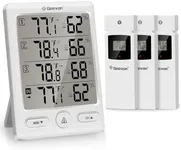 Geevon Indoor Outdoor Thermometer Wireless with 3 Remote Sensors, Temperature Humidity Monitor for Home with Comfort Indicator, Temp Alarm, Digital Hygrometer Thermometer Battery Powered