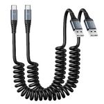 USB Type C Charger Cable Fast Charging, [2-Pack, 3ft] Coiled USB A to Type C Charger Cord for Car USB-C Cable Compatible with Samsung Galaxy A10e A20 A50 S20 S10 S9 S8 Plus S10E Note 20 10