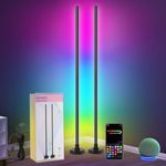 Bcmsda RGB Corner Floor Lamp - 2 Pack Smart LED Corner Lamp with App,Remote Control & Compatible with Alexa,16 Million DIY Colors, Music Sync, Timer Setting for Living Rooms, Bedrooms and Gaming Rooms