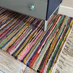 Second Nature Online - SHANTI Multi Coloured Rug | Hand Woven | Eco-Friendly: 100% Recycled Fabric | Ethically Sourced | Flat Weave (175 cm x 120 cm)