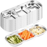 Maxcheck 12 Pcs Soy Sauce Dish Stainless Steel Divided Dip Bowls Korean 3 Compartment Sauce Plate Seasoning Dipping Condiment Tray for BBQ Vinegar Spice Ketchup Salt Sugar Flavor Sushi Home Restaurant