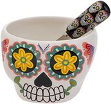 Boston International Ceramic Bowl and Spreader Day of the Dead Gift Boxed Serving Set, 14-Ounce, No Vida Cantina