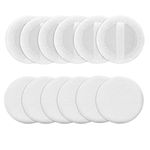 Sibba Loose Powder Puff 12 Pieces Round Velour Face Makeup Compact Body Container Setting Pressed Blending Foundation Cream Make Up Ribbon Strap Sponge Cushion Halloween Cosmetic Applicator (White)