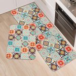 LY4U Kitchen Rug Sets, 2 Piece Non Slip Kitchen Mats and Rugs Runner Set, Rubber Backing Super Absorbable Washable Floor Mats, 43x75+43x120cm