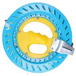 Kite Reel Winder with Strong Kevlar Line String Reel Wheel Flying Tools Kite String Reel Accessory with 200M Line (20cm Yellow Blue Wheel + 200m Wire )