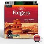 Folgers Lively Colombian Medium Roast Coffee, Single-Serve K-Cup Pods For Keurig Coffee Makers, 30 Count